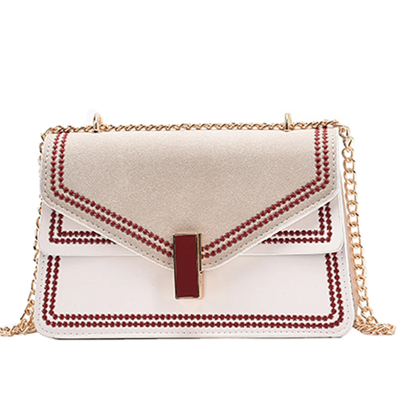 

Contrast color Square Crossbody bag 2021 New High quality Matte PU Leather Women's Designer Handbag Chain Shoulder Messenger Bag