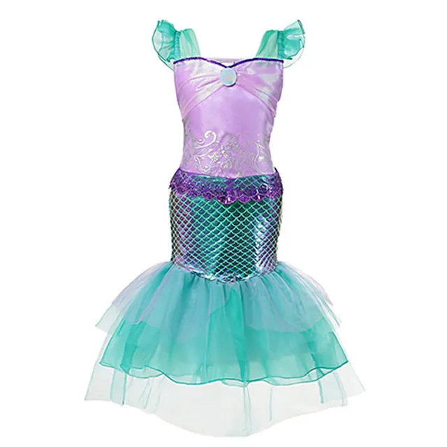 Mermaid Dress 1109 Платье принцессы «Русалочка Ариэль» для девочек; маскарадные костюмы для детей; комплекты одежды «Русалочка» для маленьких девочек; детская одежда на Хэллоуин - Цвет: Mermaid Dress 1109