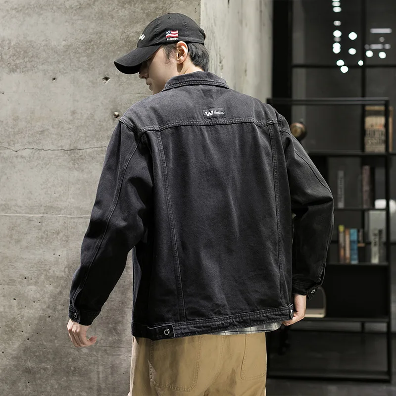 

Autumn Trendy Brand Denim Coat Male Drop Shoulder Cowboy Windbreaker Loose Fat Casual Work Jean Jacket Top for Men Plus Size 4XL
