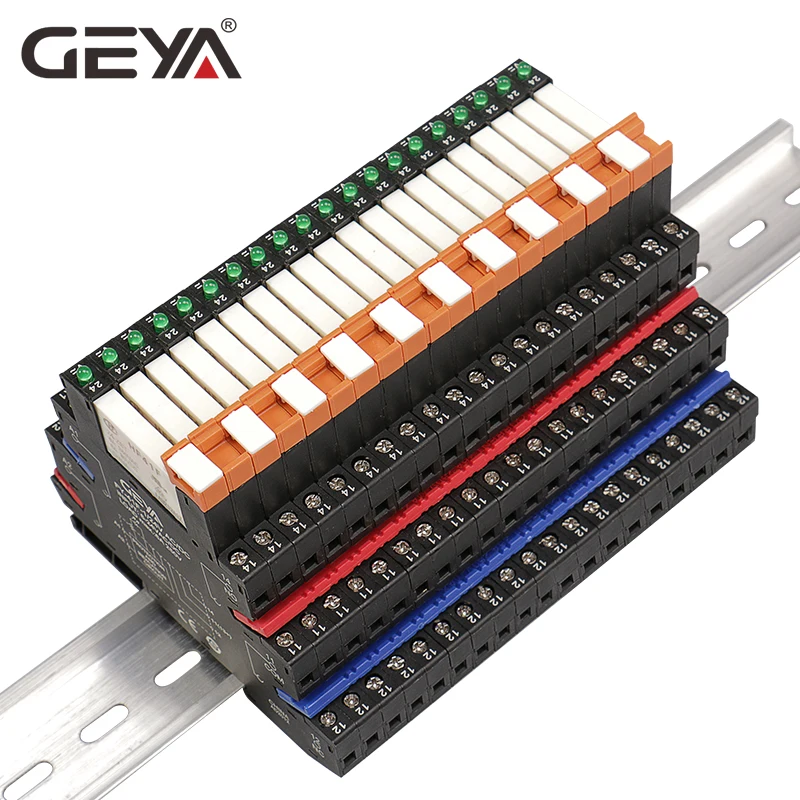 Узкий релейный модуль GEYA 41F короткая шина перемычка быстрая проводка черная