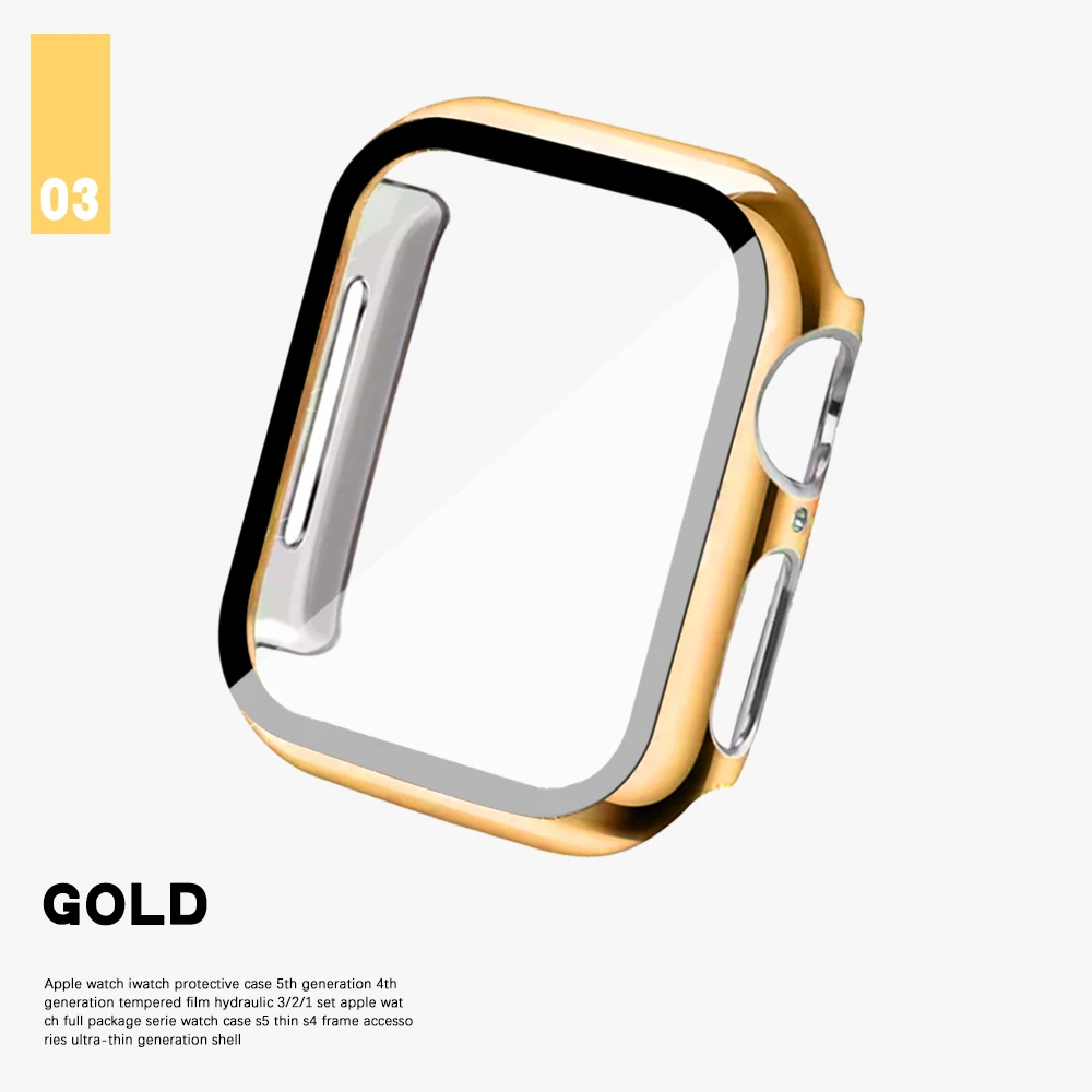 

glass + cover for Apple Watch series 6 SE 5 4 3 21 bumper hard frame case with film for iWatch protector 38mm 40mm 42mm 44mm