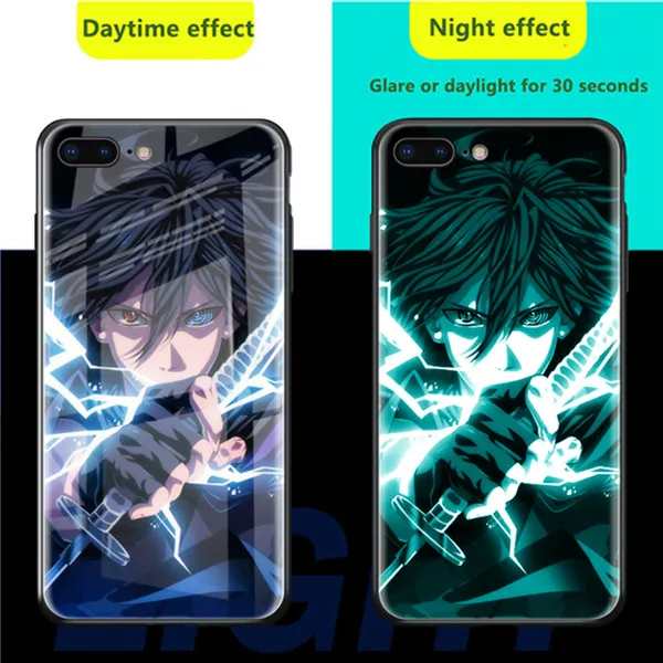 Marvel Человек-паук Бэтмен световой Стекло чехол для iPhone XR XS MAX 7 6 8 плюс Черная пантера Железный человек чехол телефона для iPhone X 10 - Цвет: Sasuke