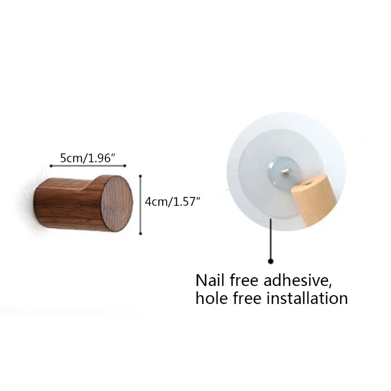 

4Pcs Modern Minimalist Natural Wooden Wall Hooks Rustic Punch-Free No Drilling Robe Clothes Coat Hanger Hat Towel Rack