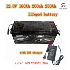 Lifepo4 12 В 200AH 300Ah 250ah литиевый аккумулятор BMS 4S глубокий цикл для инвертора 1800 Вт EV RV Солнечная энергия + зарядное устройство 20 А