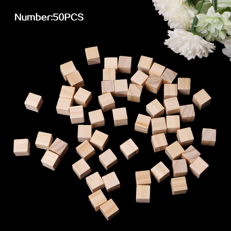 

10/25/25mm Wooden Square Blocks Mini Cubes Embellishment for Woodwork Craft DIY D7WE