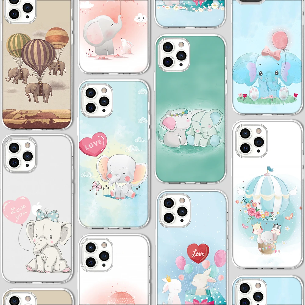 

ciciber Animal Elephant Funda Case for Iphone 12 Case for IPhone 12 11 Pro XR 7 X XS Max Mini 8 6 6S Plus 5 SE 2020 Silicone TPU