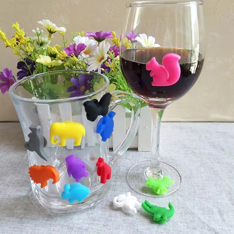 

10pcs Wine Glass Marker Wine Glass Charm Silicone Marine Animals Wine Glass Marker Wine Glass Tag Bar Accessories