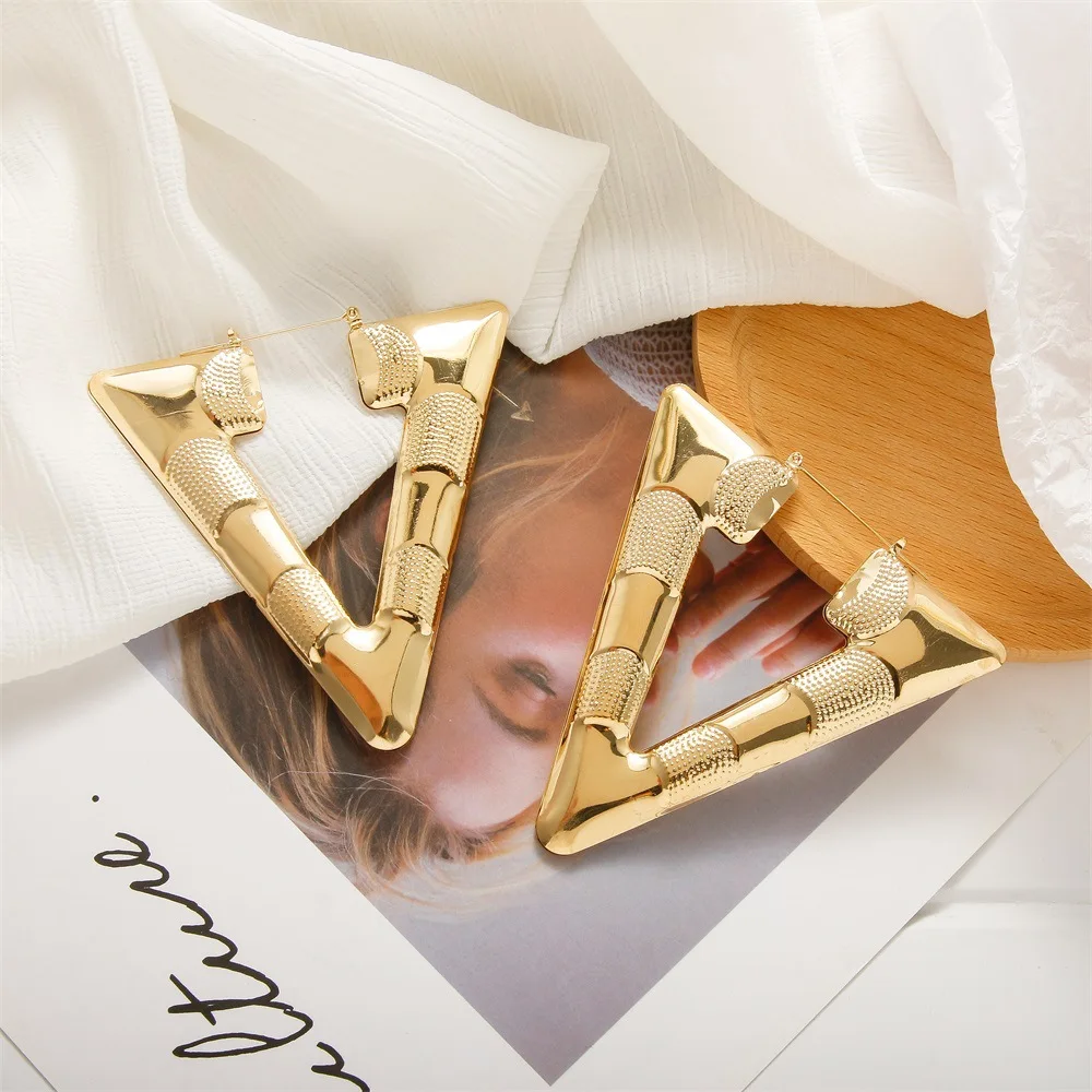 

Gosun Popular Customize Jewelry Triangular Line Earrings Punk Large Earring Stainless Steel Hot Customize Jewelry Earrings