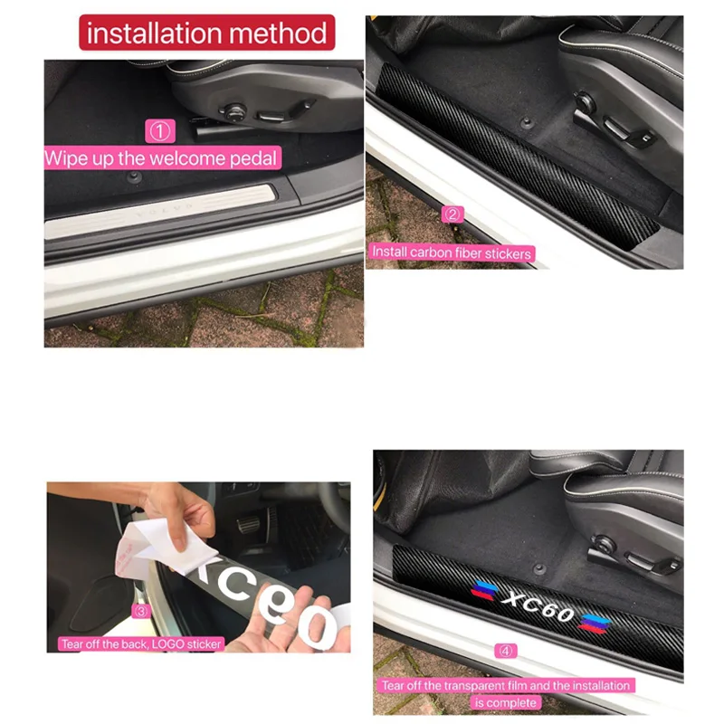 

Car Door Sill Plate Stickers For Peugeot 308 Auto Threshold Protector Decals Car Tuning Styling Accessories