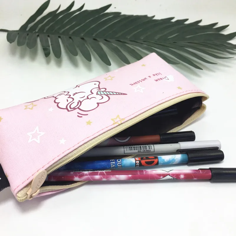 Креативный простой холщовый чехол карандаш с изображением единорога большой