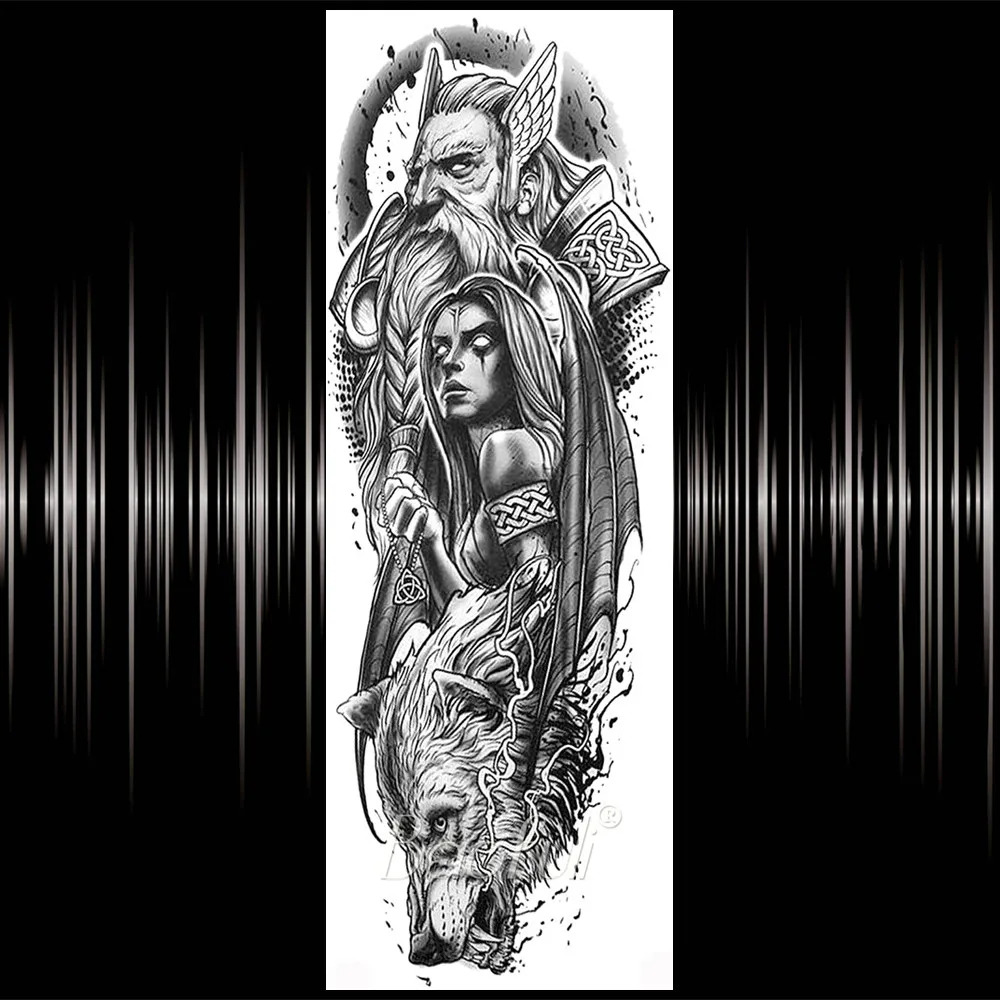 Временные татуировки на всю руку ногу воин реалистичные Египетские пирамиды