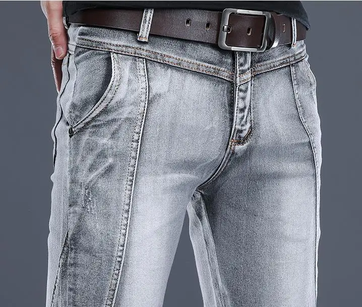 batmo nova chegada de alta qualidade casual magro elástico cinza jeans calças de lápis jeans magros