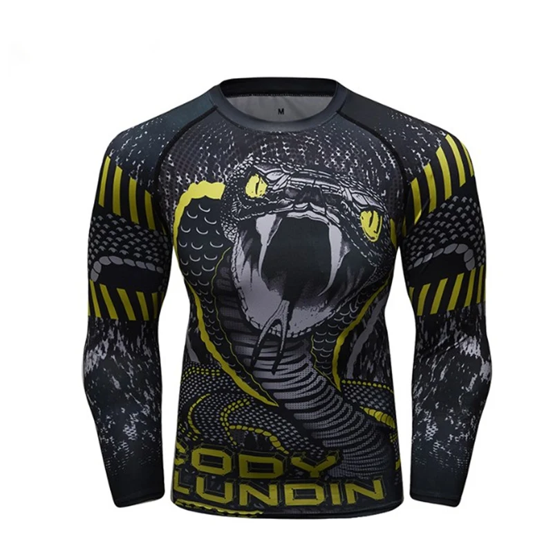 Мужская кикбоксинговая змея ММА рубашка Rashguard боксерская брикет для фитнеса Муай