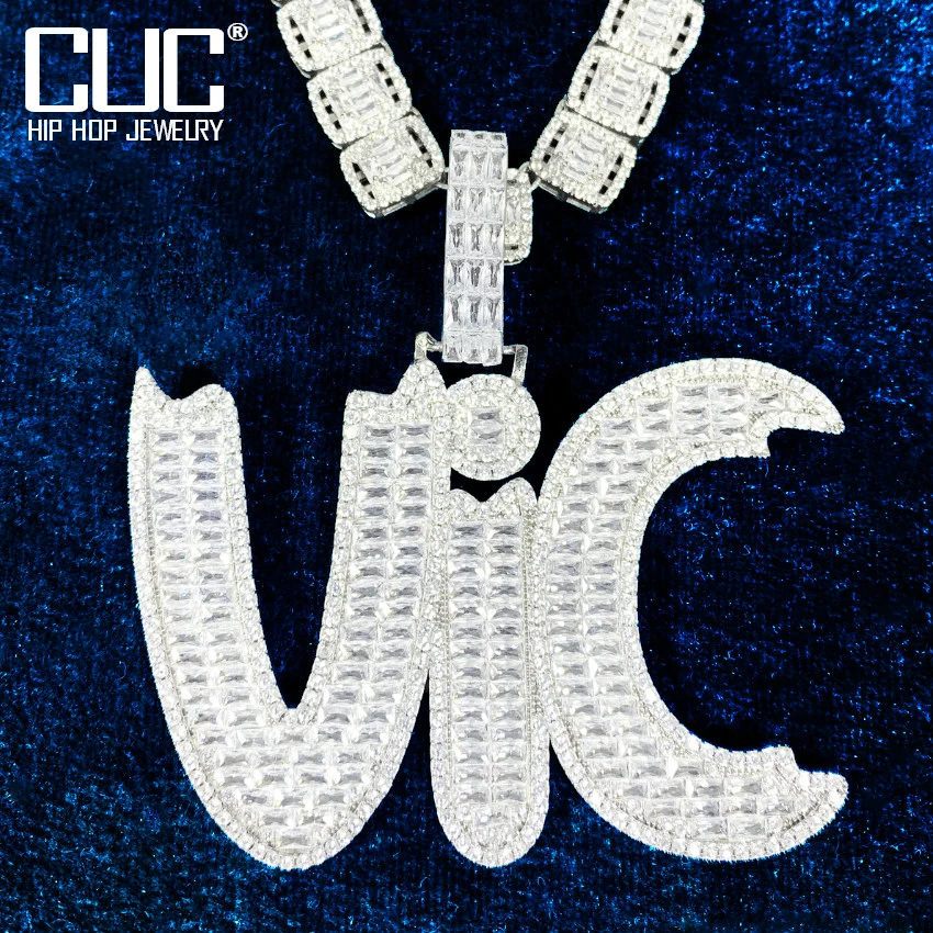 CUC Custom Big Letter Name Pendant Men Women AAA Zircon HipHop Necklace Chain Customized Number Rock Rapper Jewelry