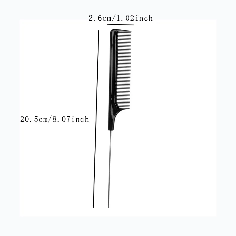 Женская шпилька для укладки волос гребень крысиного хвоста черная пластиковая с