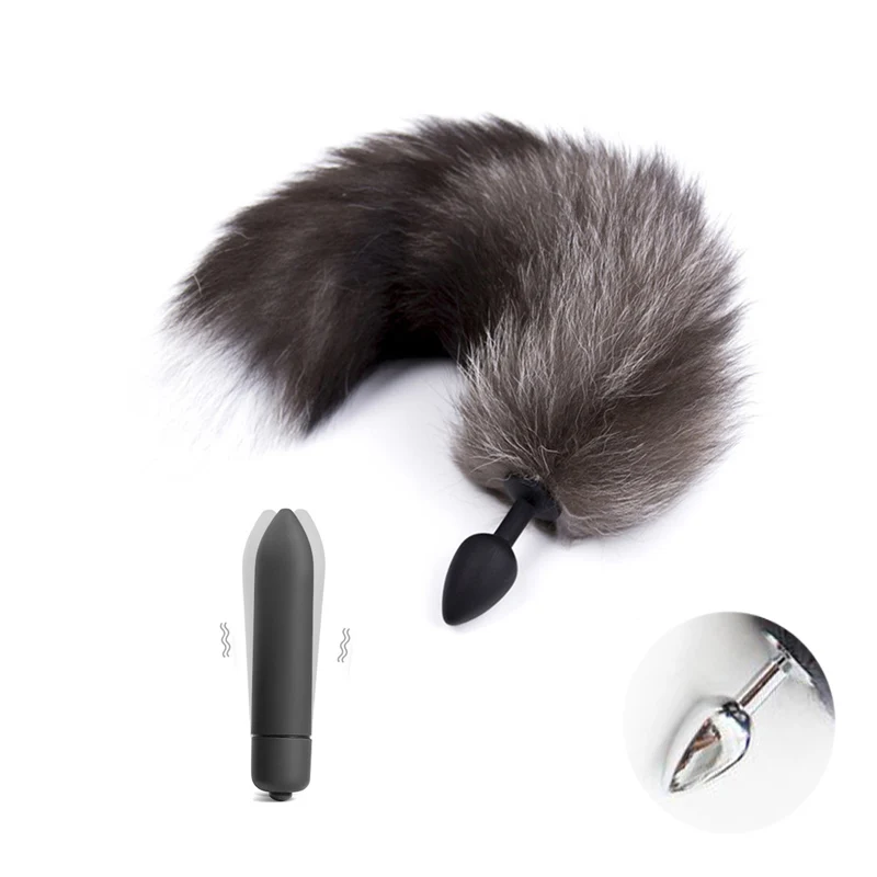 10 скоростей вибратор силиконовый Анальная пробка лисий хвост секс-игрушки для