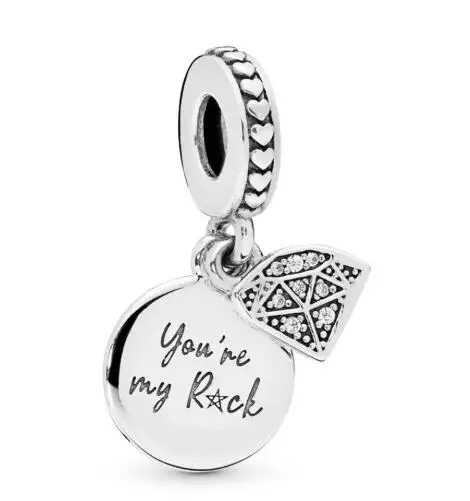 

Genuine 925 Sterling Silver Bead My Rock Pendant Charm Fit Original pandora Women Bracelet & Necklace Diy Jewelry
