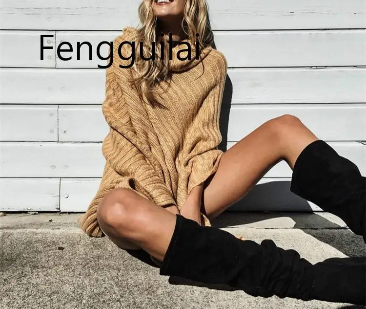 FENGGUILAI осенний Новый вязаный свитер женский большой размер нерегулярные наборы с