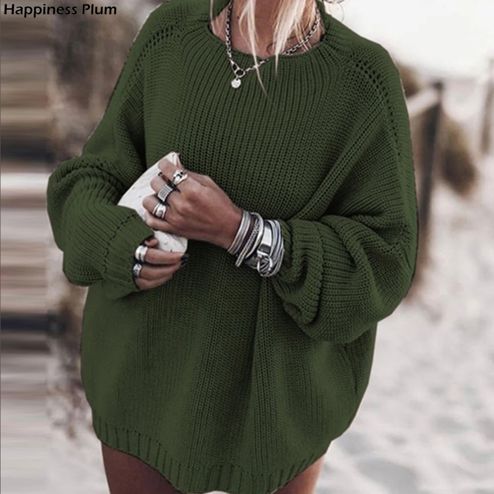 

Loose Sweater Women Sexy Knitted O Neck Sweaters Oversized Long Batwing Sleeve Sweaters Pullover Autumn Winter Casual Knitwear