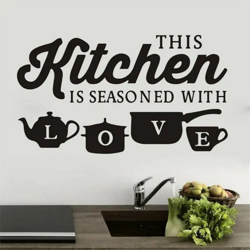 

Wall Stickers Art Dining Room Removable Kitchen Pot Cup Love Home Decals DIY