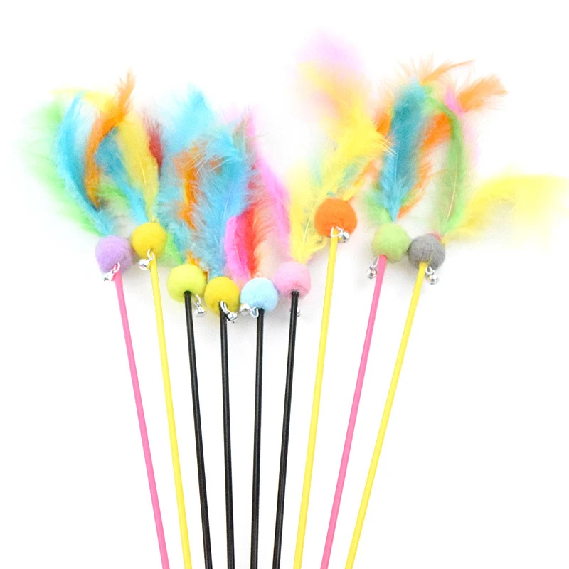 Игрушка-тизер для кошек и перьев антиукусывающий колокольчик Декор палочка