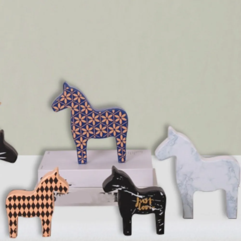 1 шт. Скандинавское художественное Мраморное деревянное лошадь милое украшение