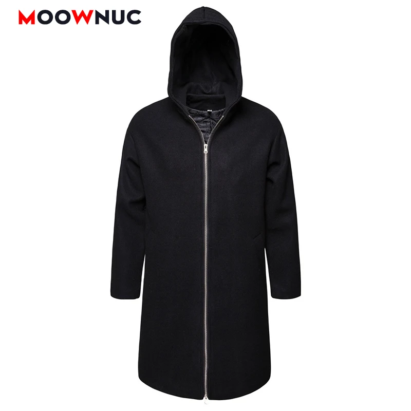 

Мужские Тренч штормовка шапки Новые однотонные модные длинные тренчи Hombre пальто куртки классические Masculino WOllen осенние MOOWNUC