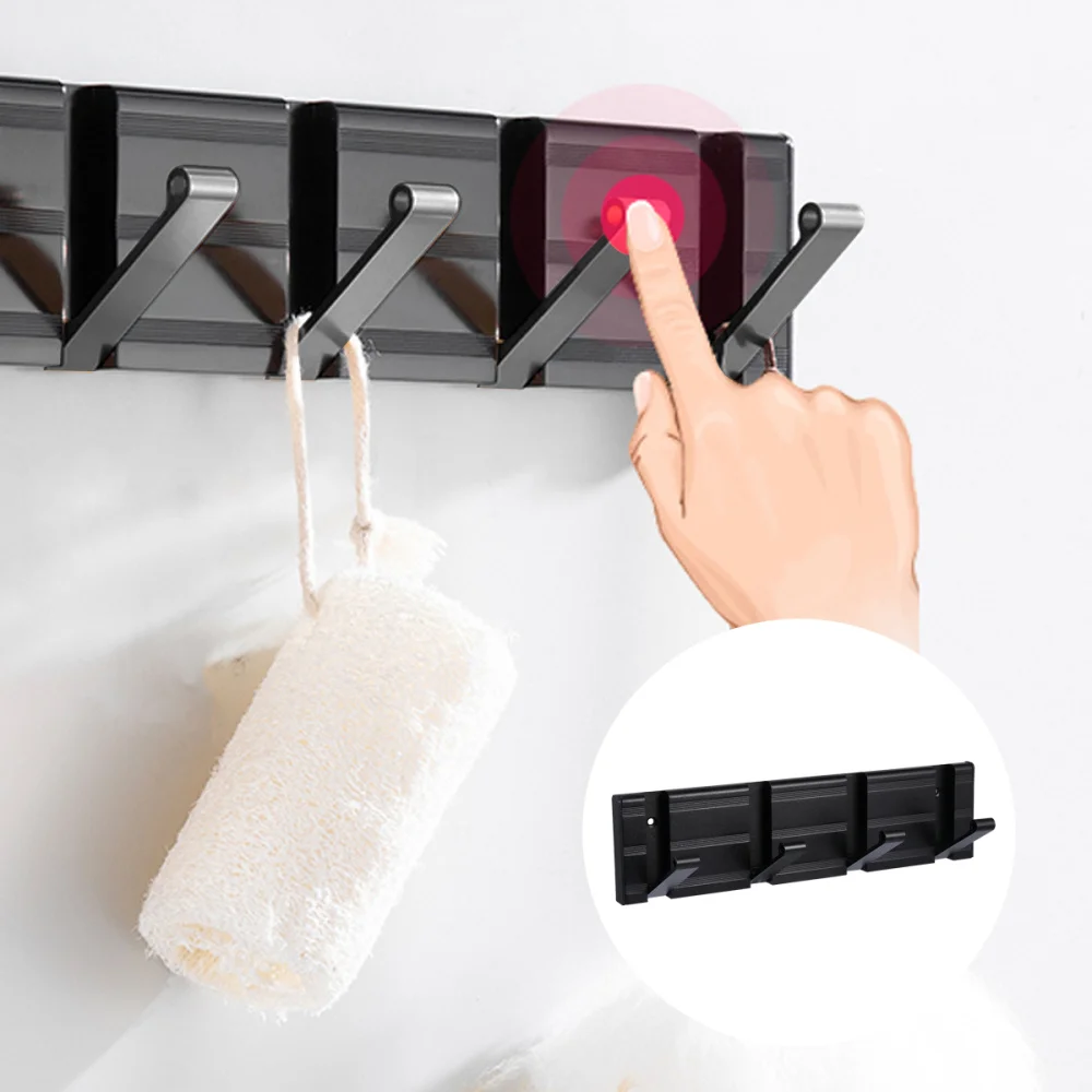 

Hook Wall Mounted Retractable Coat Rack Space Saving Foldable Hooks for Bedroom