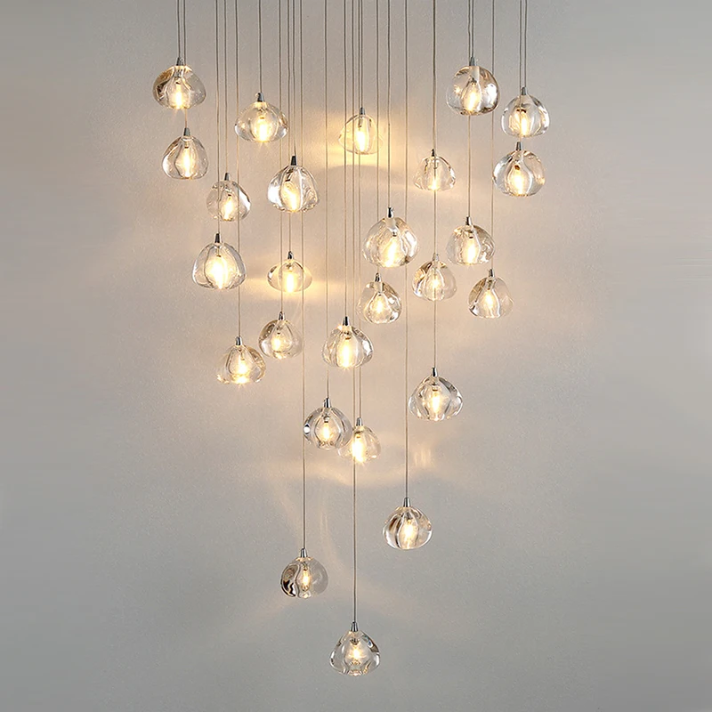 YOOGEE-lámpara colgante de cristal para sala de estar, luces LED de bola para escalera, iluminación interior moderna para vestíbulo de cocina