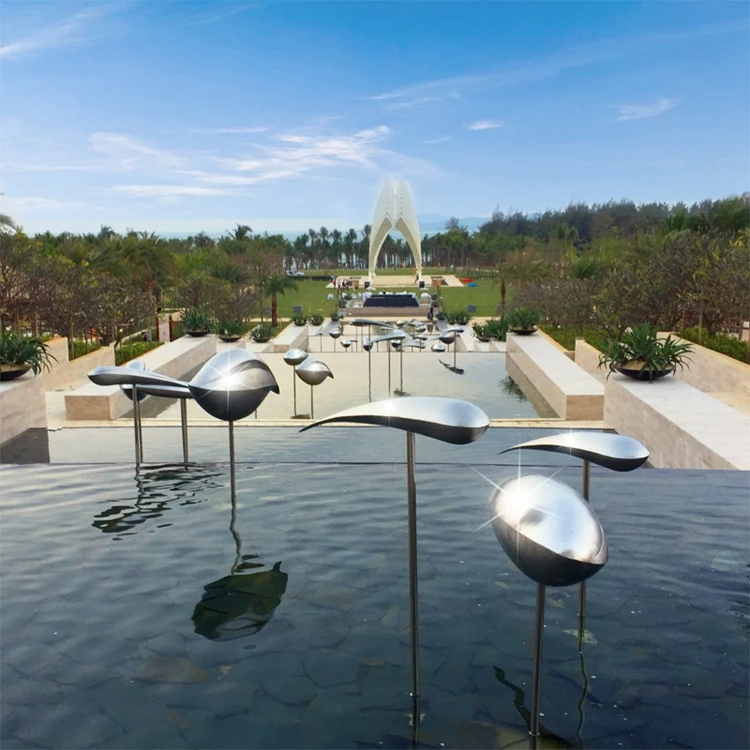 

Pool Landscape Decoration Animal Fish Sculpture Spray Pool Outdoor Stainless Steel Large Furnishings Creative Customization