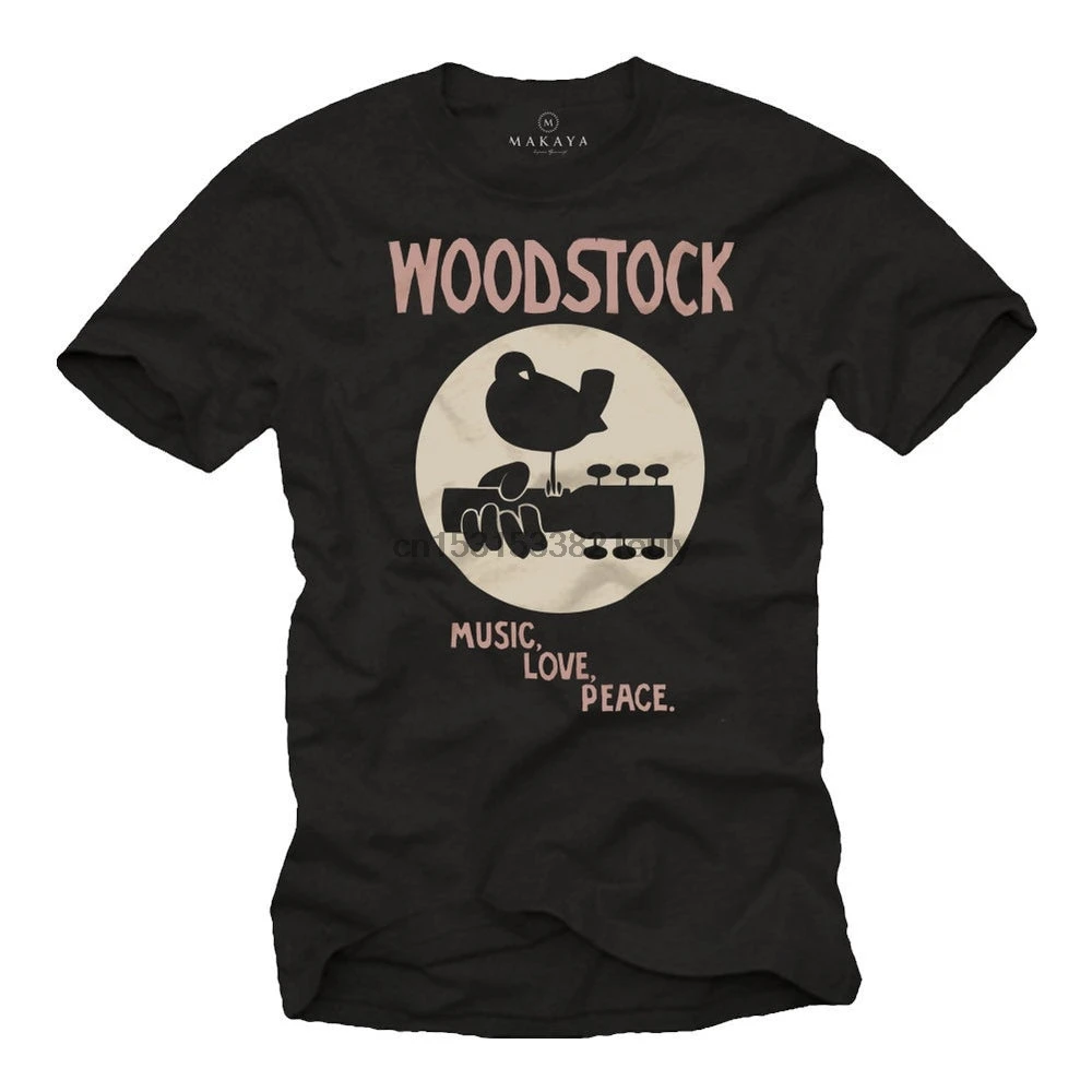 

Makaya Mens Vintage Music T Shirt Woodstock Black S Xxxxxl