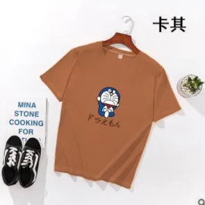 2019 Новая Мода Doraemon печать Топ рубашка Женская Плюс Размер реглан розовая