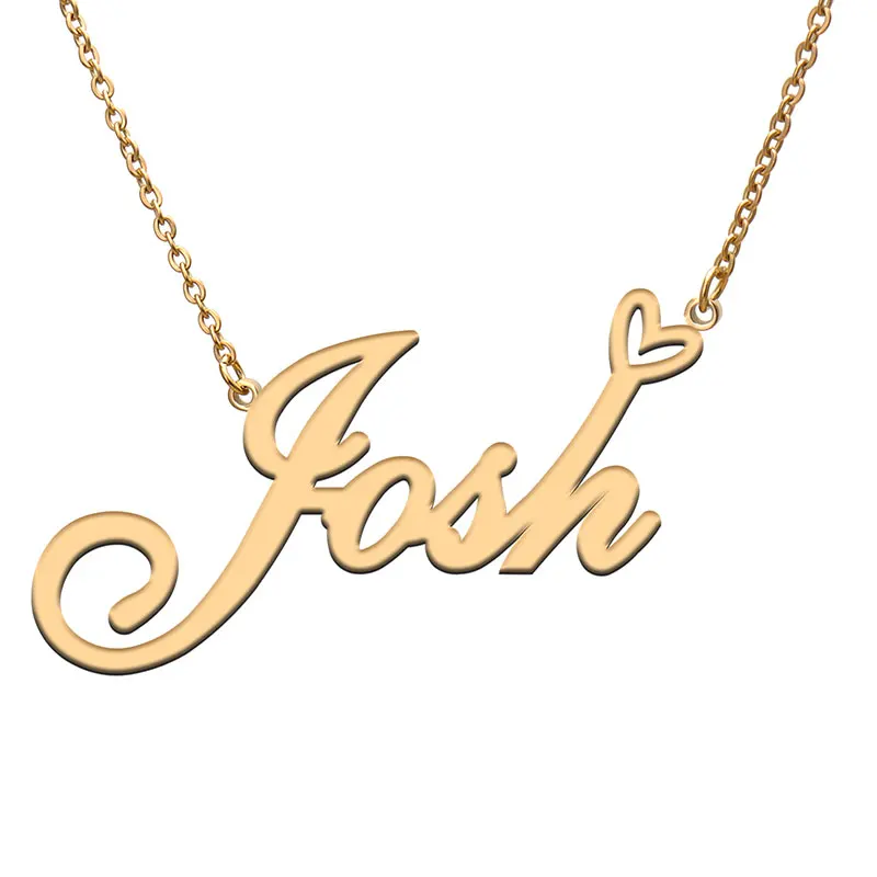 

Love Heart Josh Name Necklace for Women Stainless Steel Gold & Silver Nameplate Pendant Femme Mother Child Girls Gift
