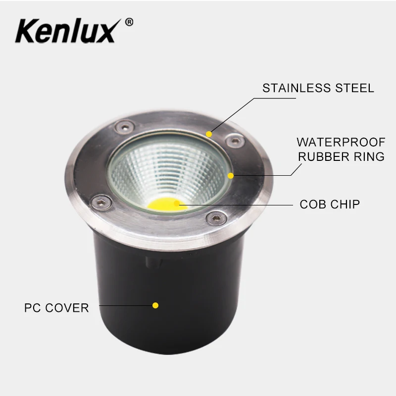 Kenlux утопленный светодиодный подземный свет 3 Вт 5 7 10 12 AC85 265V Светодиодная лампа