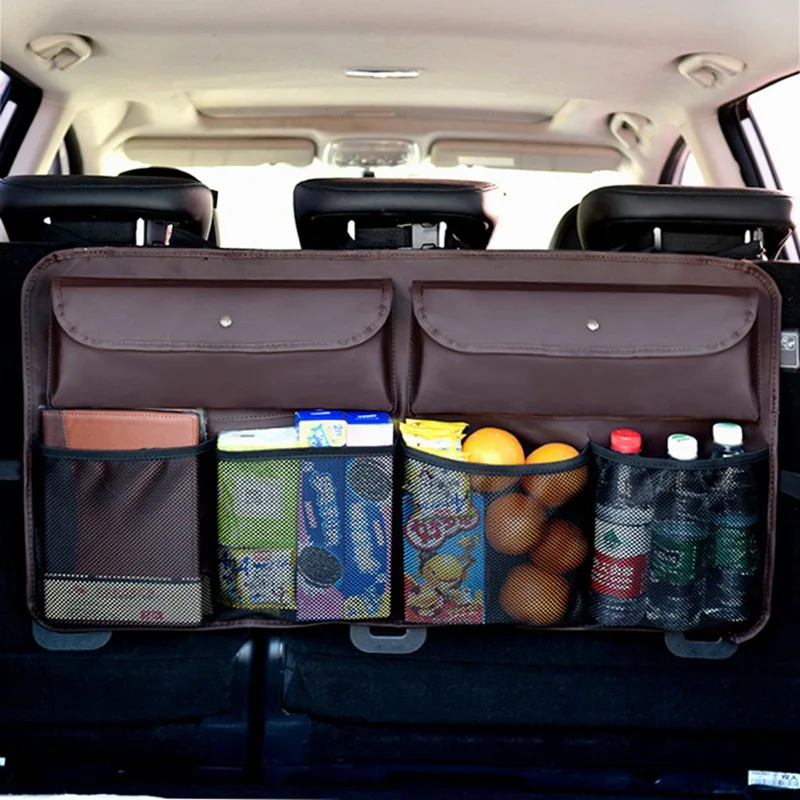 

Trunk Backseat Box Multi Pocket Car Organizer Interior Accessories Back Seat Storage Bag Net Auto Tissue Boxes Stowing Tidying