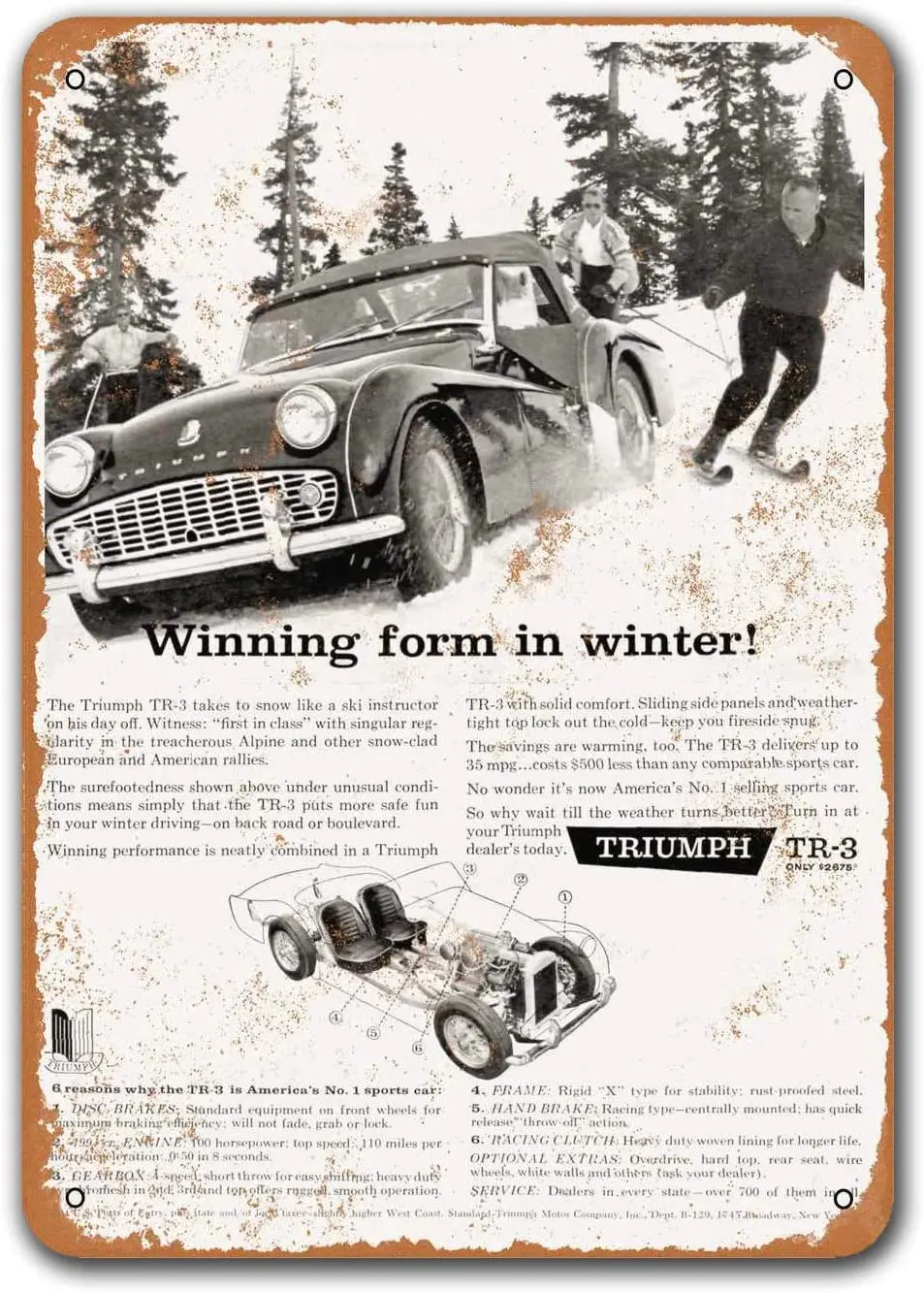 

1959 Triumph TR-3 Automobile Vintage Car Tin Signs, Sisoso Metal Plaques Poster Bar Man Cave Retro Wall Decor 12x16 inch