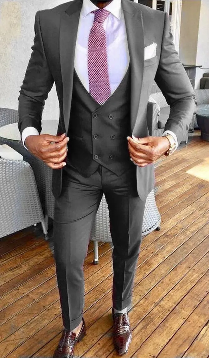 

New Arrival One Button Groomsmen Peak Lapel Groom Tuxedos Men Suits Wedding/Prom Best Man Blazer ( Jacket+Pants+Vest+Tie) B271