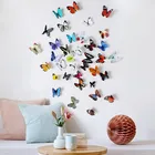 12 шт.компл. 3D Наклейка на стену в виде бабочки, бабочки для украшения, наклейки на холодильник, настенные наклейки, домашний декор, гостиная