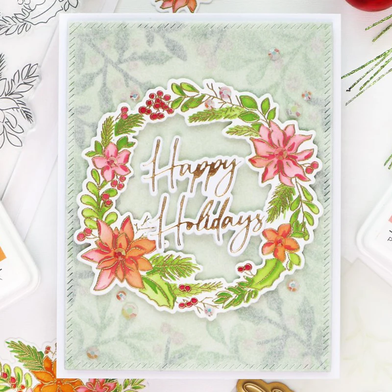 Новинка 2021 праздничный ботанический фон пластиковый трафарет для рукоделия