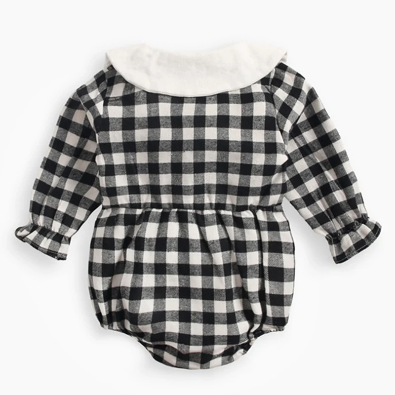 

New 2020 Spring Autumn Newborn Baby Girls Grid Long Sleeve Clothes Rompers Baby Toddler Girls Triangle Jumpsuits 0-3Yrs