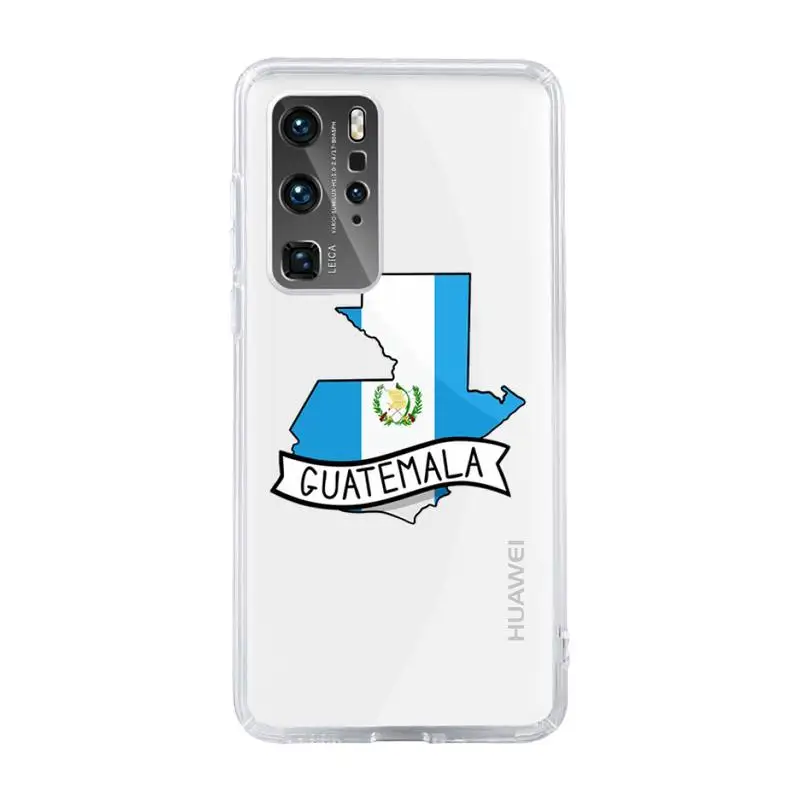 

Guatamala Flag Phone Case Transparent For Huawei MATE P 40 30 20 10 pro plus lite X 5G Soft TPU Clear Mobile bags coque shell