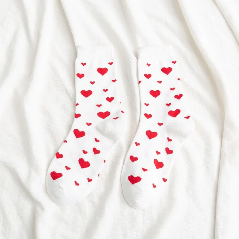 

Jeseca Harajuku Vintage Streetwear Crew Socks Heart Print Japanese Kawaii Girls Cute Sock Korean Fashion Hip Hop Skateboard Sock