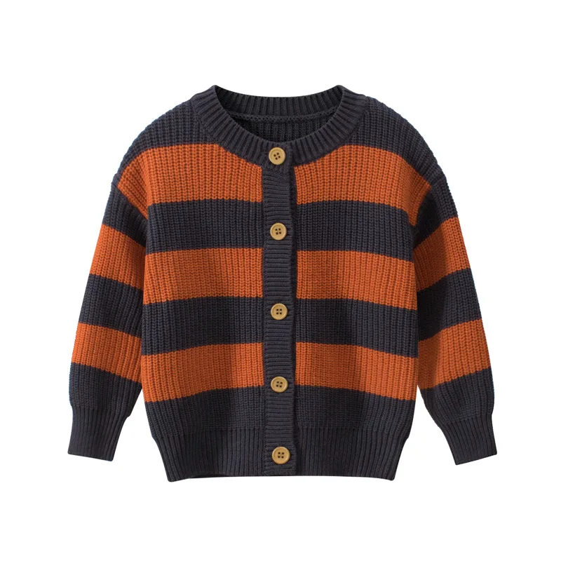 

Children's Clothing Girls Long-sleeved Sweater Jacket Autumn New Products Children's Striped Sweater All-match Cardigan