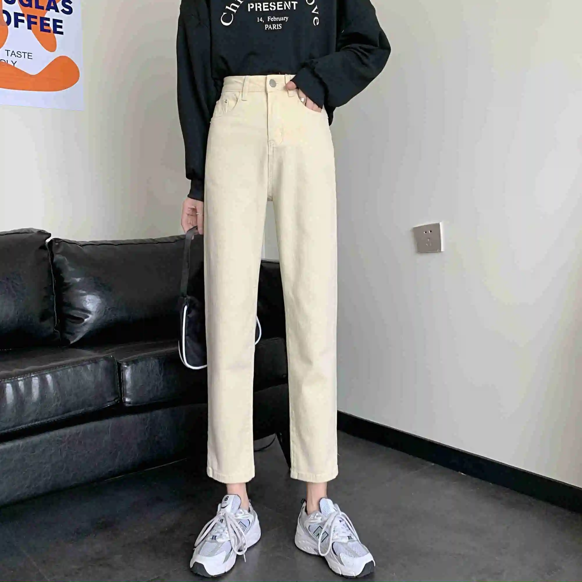 

Apricot Pants Early 2021 New Women's Wear High Jeans Small Tall Straight Leg Pants