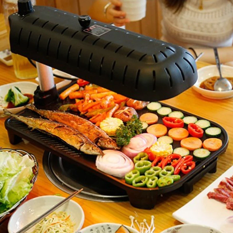 Домашний бездымный гриль для дома 1390 Вт антипригарный Инфракрасный