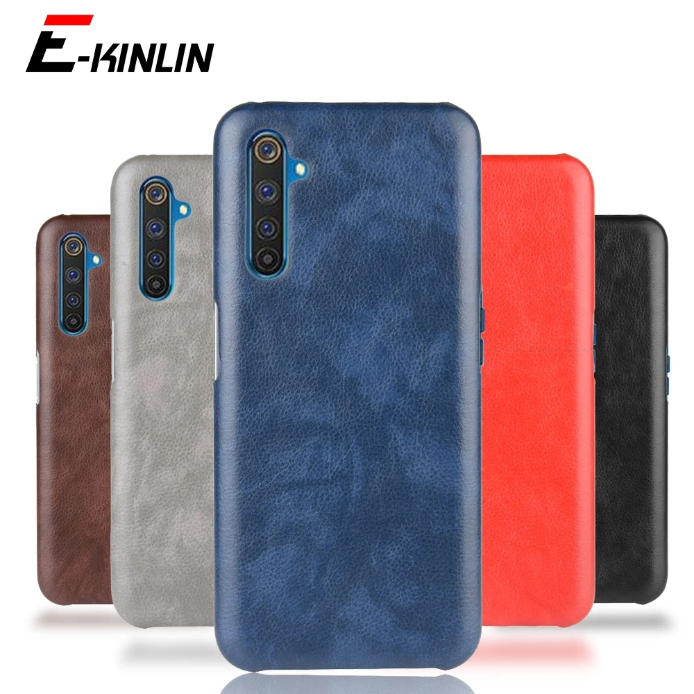 Ультра тонкий кожаный Litchi задняя крышка для OPPO Realme V5 V3 5G 7 6i 6S 6 5s 5 3i 3 Pro