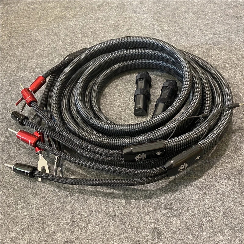 

Audiophile Dragon Zero Full-Range HiFi Speaker Cable Solid PSS Silver Biwire Audio Line Banana to Spade Plug