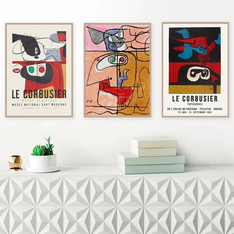 

French Le Corbusier Exhibition Poster Vintage Autrement Abstract Pictures Painting Decor Modern Mid Century Abstract Canvas