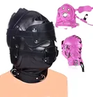 БДСМ бондаж кожаный секс-капюшон маска с открытым ртом оральный секс пенис кляп повязка на глаза ведомый Полный головной убор Шарп игры для взрослых секс-игрушки