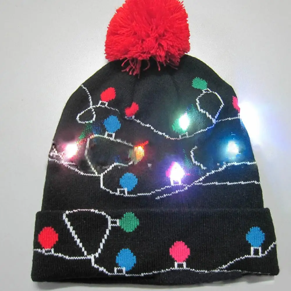 Рождество Шапки шапочка свитер светодиодный светильник вязаная шапка